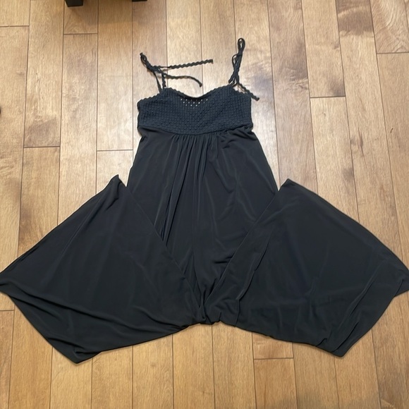 ROBIN PICCONE Chira Stretch Jersey Pant Jumpsuit Romper Small Black Lace CoverUp - Picture 12 of 12